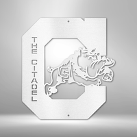 Load image into Gallery viewer, The Citadel, Block C Jumping Bulldog - Metal Wall Art
