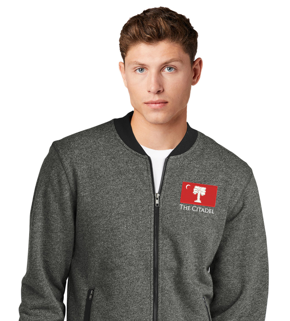 Big Red Palmetto Flag French Terry Baseball Full-Zip-Black Twist-Black