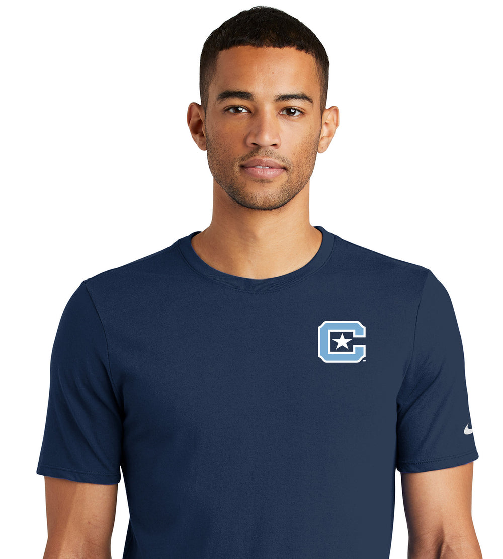 The Citadel C Nike Dri-FIT Cotton/Poly Tee-Collage Navy