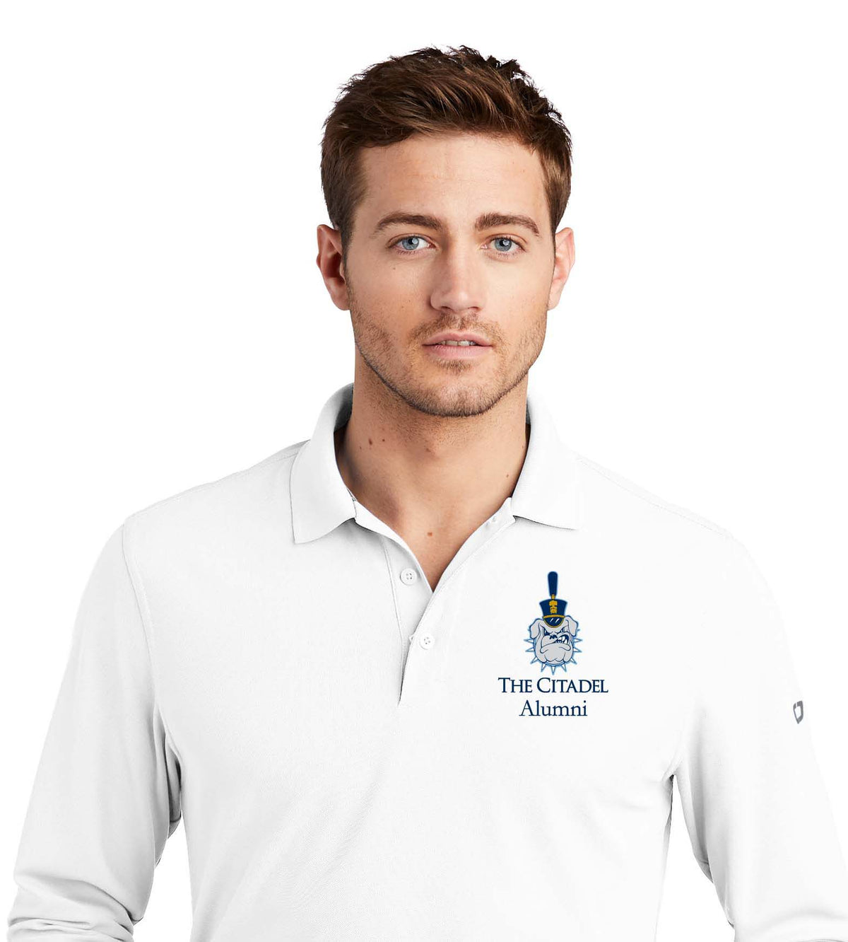 The Citadel Alumni Spike OGIO Men's Long Sleeves Embroidery Polo-White