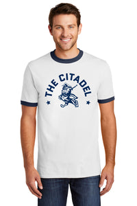 Load image into Gallery viewer, The Citadel, Marching Bulldog and Stars Ringer T-Shirt
