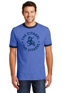 Load image into Gallery viewer, The Citadel Marching Bulldog and Stars Ringer Tee

