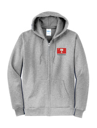 Load image into Gallery viewer, The Citadel Big Red Flag Core Fleece Full-Zip Hooded Sweatshirt-Ash
