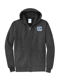 Load image into Gallery viewer, The Citadel Block C Core Fleece Full-Zip Hooded Sweatshirt-DarkHeatherGrey
