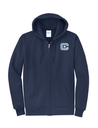 Load image into Gallery viewer, The Citadel Block C Core Fleece Full-Zip Hooded Sweatshirt-Navy
