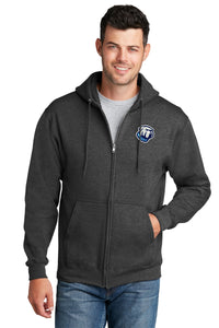 Load image into Gallery viewer, Bulldog Core Fleece Full-Zip Hooded Sweatshirt-Dark Heather Grey
