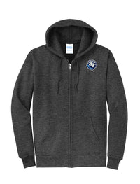 Load image into Gallery viewer, Bulldog Core Fleece Full-Zip Hooded Sweatshirt-Dark Heather Grey
