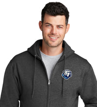 Load image into Gallery viewer, Bulldog Core Fleece Full-Zip Hooded Sweatshirt-Dark Heather Grey
