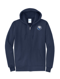 Load image into Gallery viewer, Bulldog Core Fleece Full-Zip Hooded Sweatshirt-Navy
