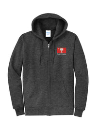Load image into Gallery viewer, The Citadel Big Red Flag Core Fleece Full-Zip Hooded Sweatshirt-DarkHeatherGrey
