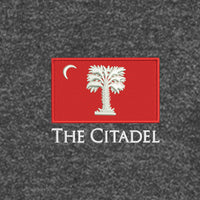 Load image into Gallery viewer, The Citadel Big Red Flag Core Fleece Full-Zip Hooded Sweatshirt-DarkHeatherGrey

