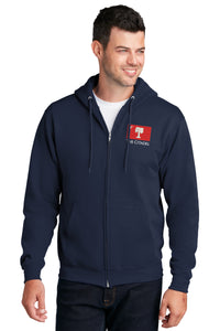 Load image into Gallery viewer, The Citadel Big Red Flag Core Fleece Full-Zip Hooded Sweatshirt-Navy
