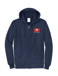 Load image into Gallery viewer, The Citadel Big Red Flag Core Fleece Full-Zip Hooded Sweatshirt-Navy
