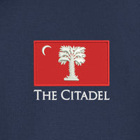 Load image into Gallery viewer, The Citadel Big Red Flag Core Fleece Full-Zip Hooded Sweatshirt-Navy
