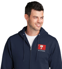 Load image into Gallery viewer, The Citadel Big Red Flag Core Fleece Full-Zip Hooded Sweatshirt-Navy
