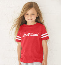 Load image into Gallery viewer, The citadel Toddler Football Tee-Red
