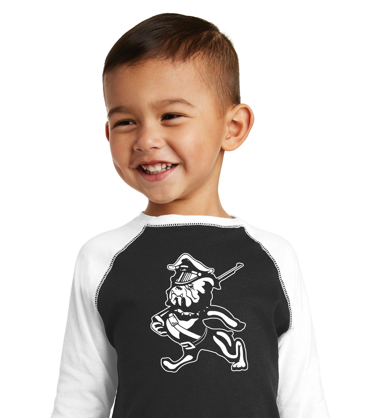 The Marching Bulldog Toddler Baseball Tee-Black/White