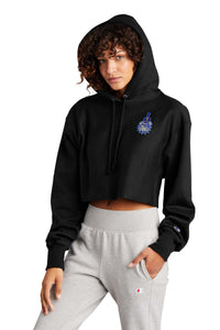 Load image into Gallery viewer, Spike Champion Women’s Reverse Weave Cropped Cut-Off Hooded Sweatshirt-Black
