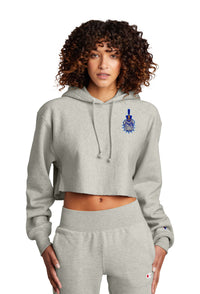 Load image into Gallery viewer, Spike Champion Women’s Reverse Weave Cropped Cut-Off Hooded Sweatshirt-Oxford Grey

