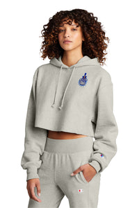 Load image into Gallery viewer, Spike Champion Women’s Reverse Weave Cropped Cut-Off Hooded Sweatshirt-Oxford Grey

