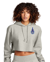 Load image into Gallery viewer, Spike Champion Women’s Reverse Weave Cropped Cut-Off Hooded Sweatshirt-Oxford grey
