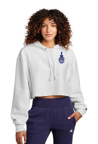 Load image into Gallery viewer, Spike Champion Women’s Reverse Weave Cropped Cut-Off Hooded Sweatshirt-White
