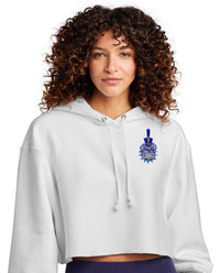 Load image into Gallery viewer, Spike Champion Women’s Reverse Weave Cropped Cut-Off Hooded Sweatshirt-White
