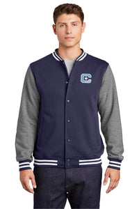 Load image into Gallery viewer, Block C Fleece Letterman Jacket- True Navy-Vintage Heather
