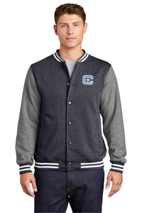 Load image into Gallery viewer, Block C Fleece Letterman Jacket- Vintage Heather-Graphite Heather
