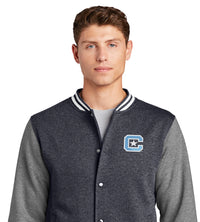Load image into Gallery viewer, Block C Fleece Letterman Jacket- Vintage Heather-Graphite Heather
