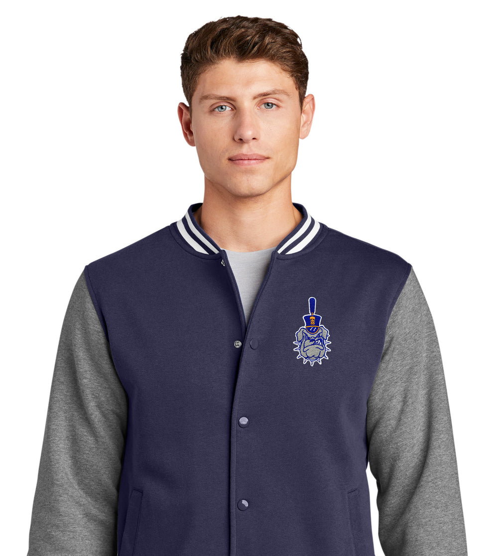 Spike Fleece Letterman Jacket-True Navy/Vintage Heather