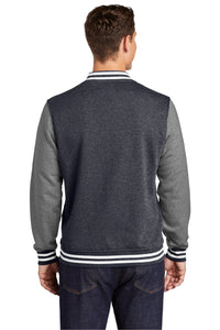 Load image into Gallery viewer, Block C Fleece Letterman Jacket- Vintage Heather-Graphite Heather
