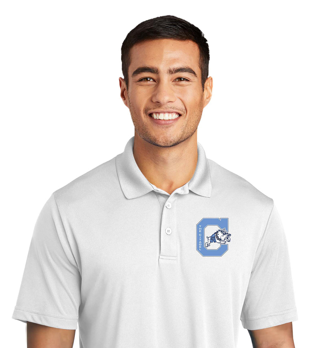 The Citadel Jumping Bulldog Performance Polo- White