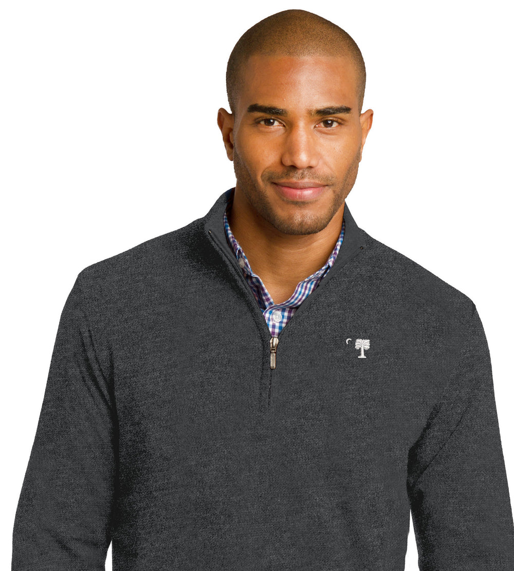 Big Red Palmetto 1/2-Zip Sweater-Charcoal Heather
