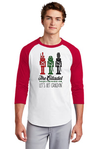 Load image into Gallery viewer, The Citadel Let&#39;s Get Crackin&#39; Raglan Jersey-White-Red
