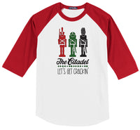 Load image into Gallery viewer, The Citadel Let&#39;s Get Crackin&#39; Raglan Jersey-White-Red
