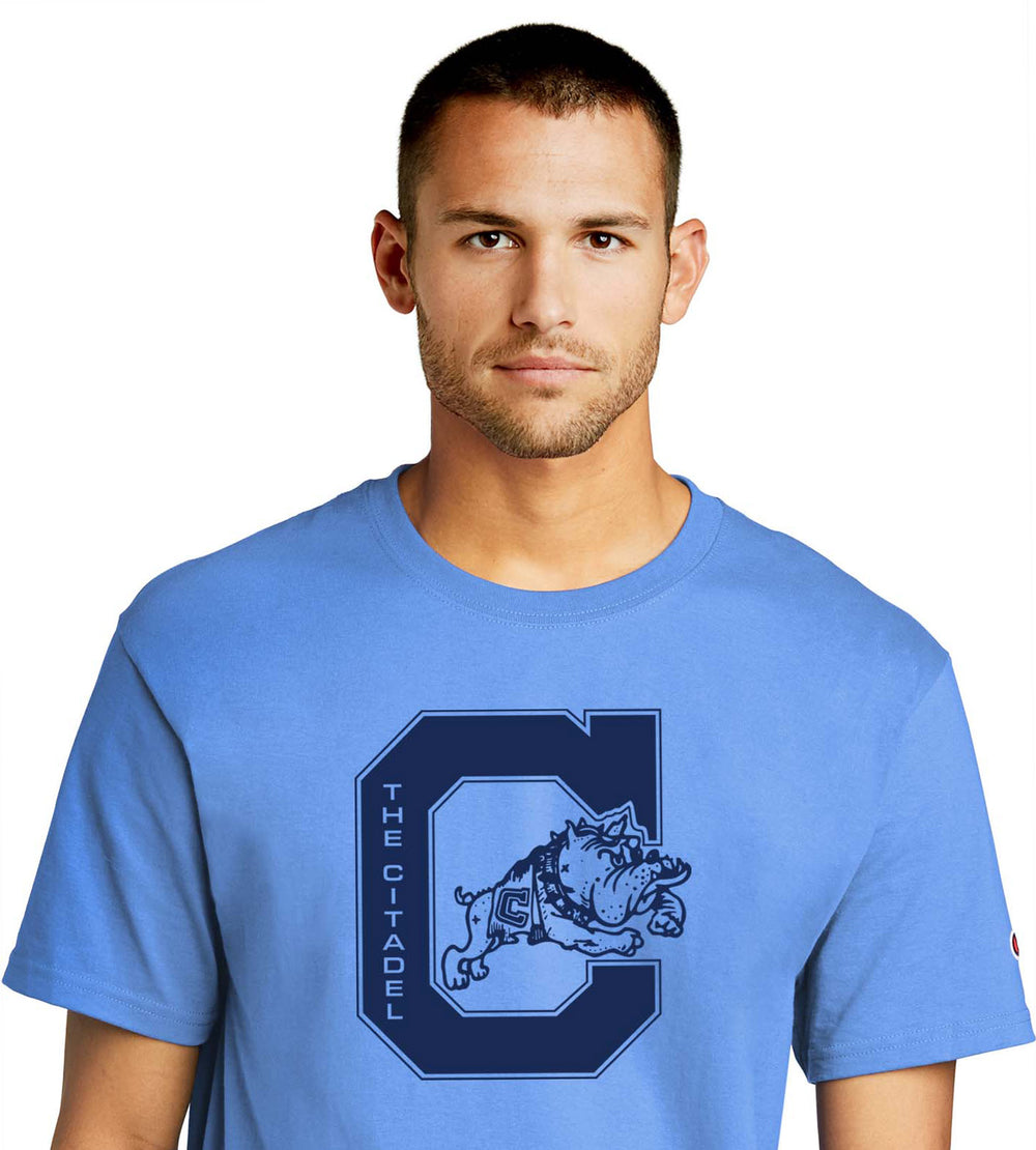 Jumping Bulldog Champion Jersey Tee-Light Blue