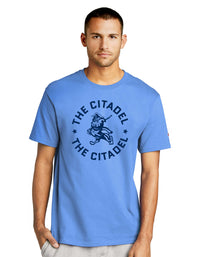 Load image into Gallery viewer, The Citadel Marching Bulldog and Stars Champion Jersey Tee-Light Blue
