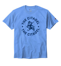 Load image into Gallery viewer, The Citadel Marching Bulldog and Stars Champion Jersey Tee-Light Blue
