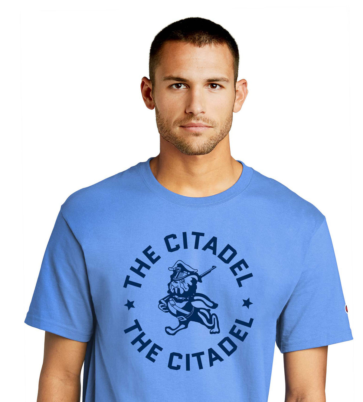 The Citadel Marching Bulldog and Stars Champion Jersey Tee-Light Blue