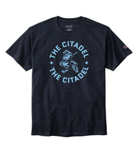 Load image into Gallery viewer, The Citadel Marching Bulldog and Stars Champion Jersey Tee-Navy

