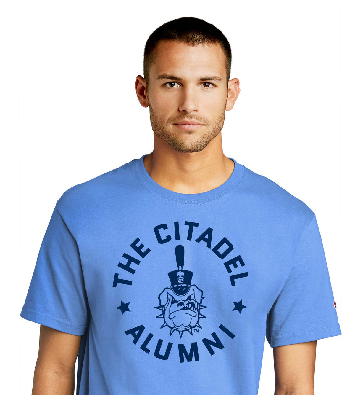 The Citadel Spike Alumni and Stars Champion Jersey Tee. Light Blue