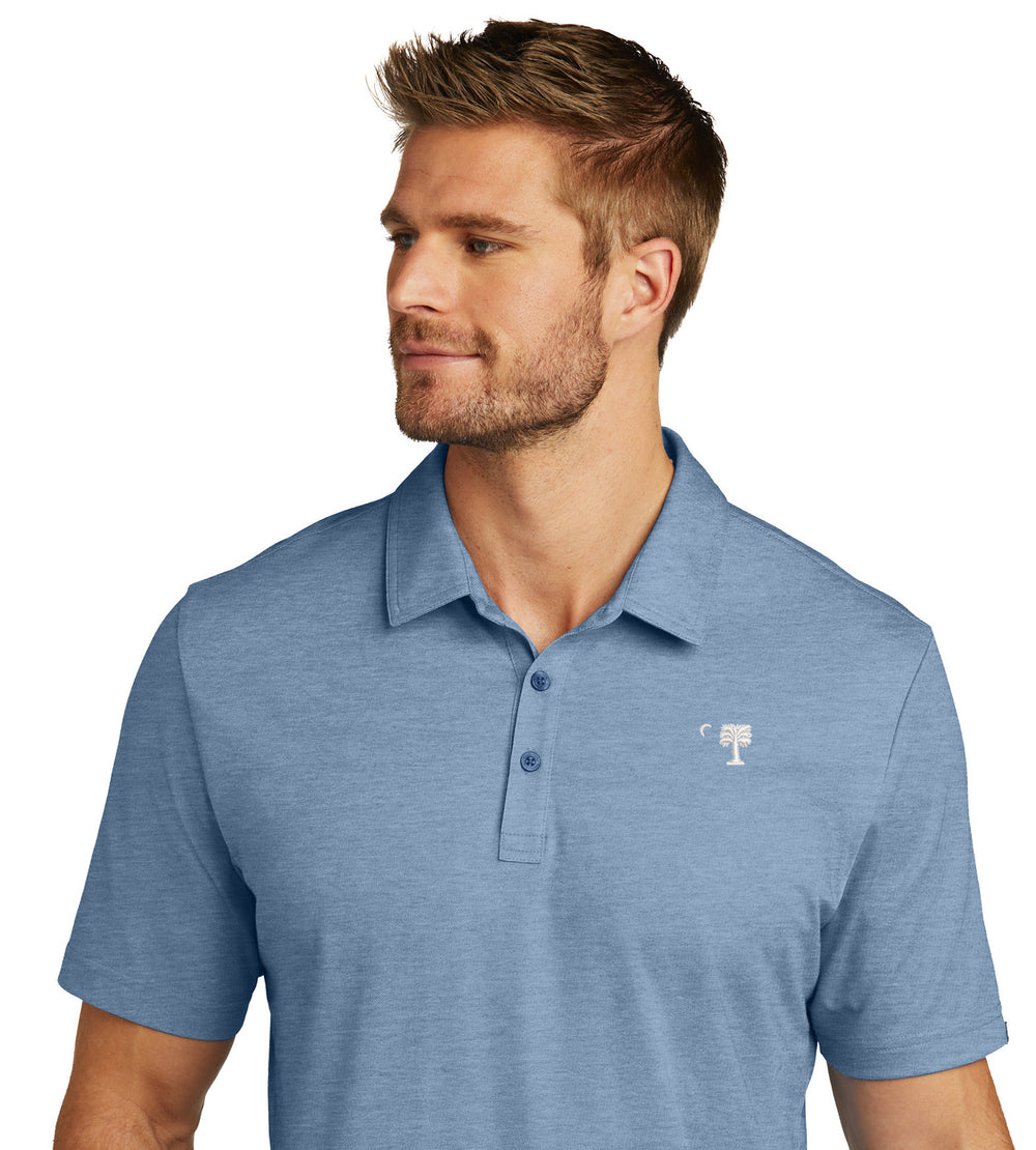 Big Red Palmetto TravisMathew Oceanside Heather Polo-Classic Blue Heather