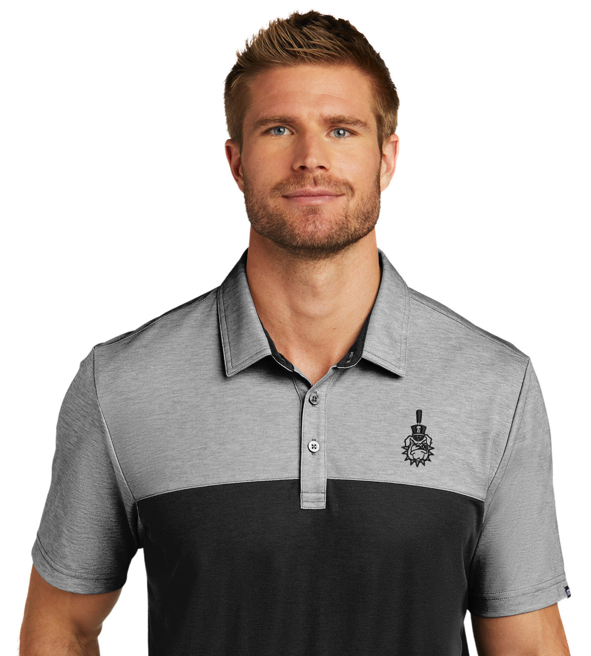 Spike TravisMathew Oceanside Blocked Polo- Black Heather-Black