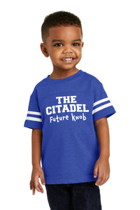 Load image into Gallery viewer, The Citadel Future Knob Toddler Football Tee. Vintage Royal
