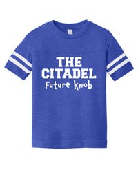 Load image into Gallery viewer, The Citadel Future Knob Toddler Football Tee. Vintage Royal
