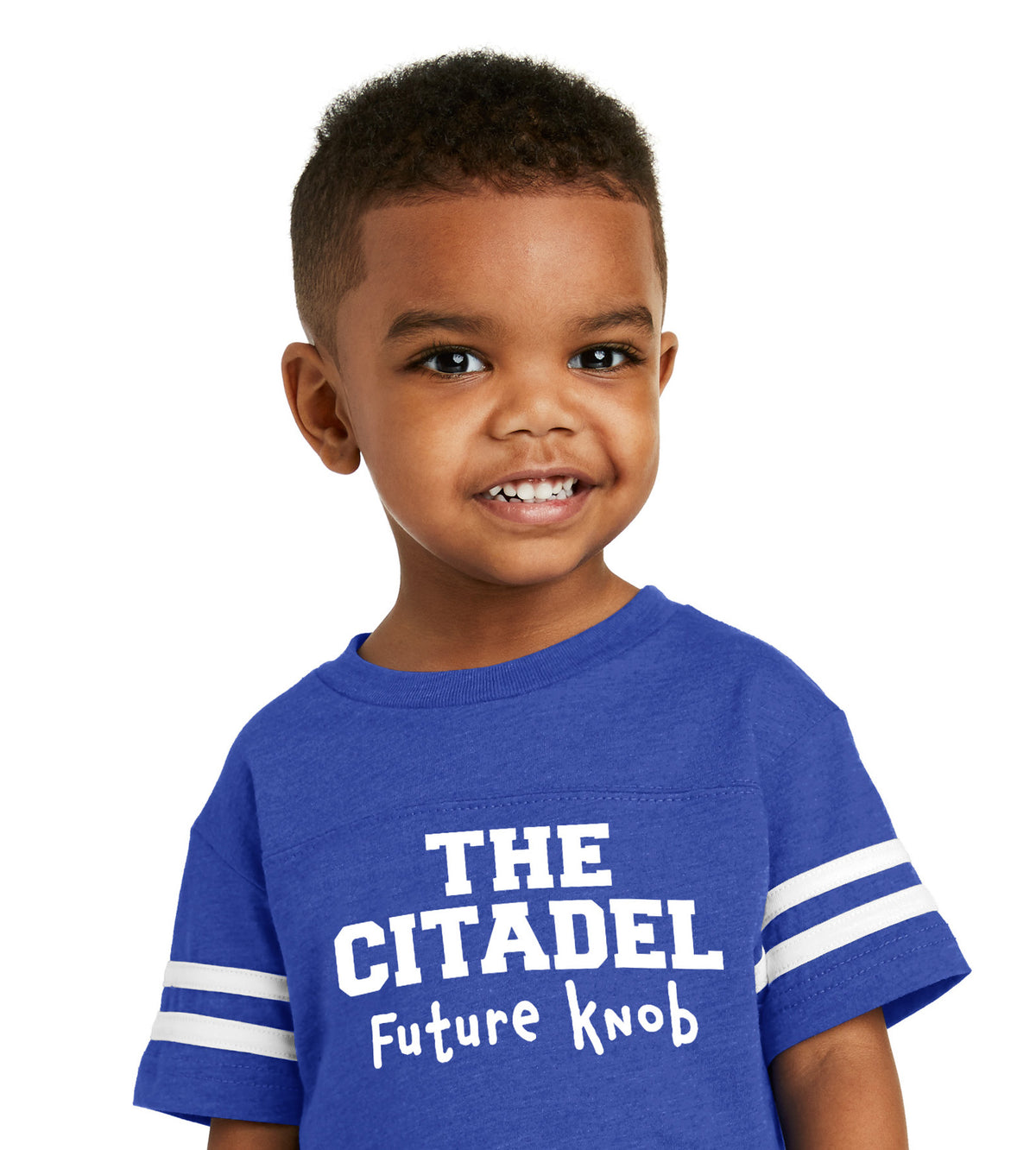 The Citadel Future Knob Toddler Football Tee. Vintage Royal
