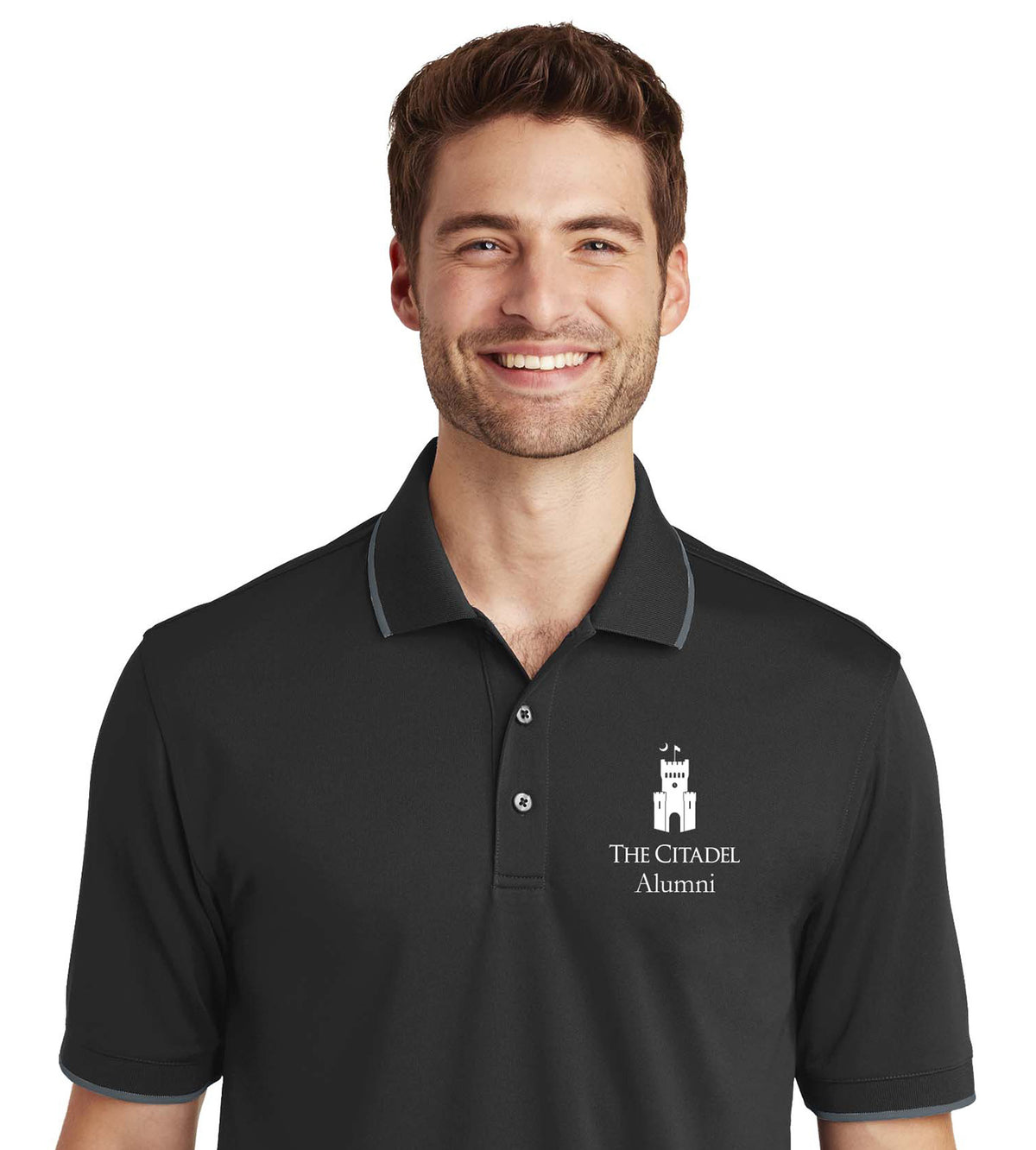 The Citadel Alumni, PT Barracks, UV Micro-Mesh Polo Shirt- Black