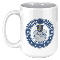Load image into Gallery viewer, The Citadel Bulldog and Stars White Mug - 15oz-White
