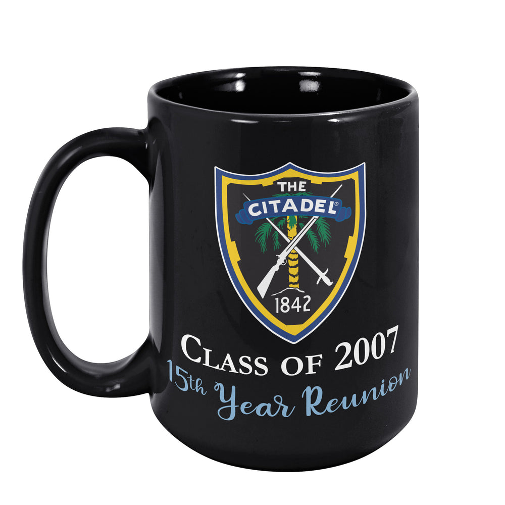 The Citadel Shield Class of 2007 15th Year Reunion Black Mug-15oz